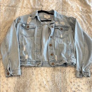 Light Blue Distressed Denim Jacket